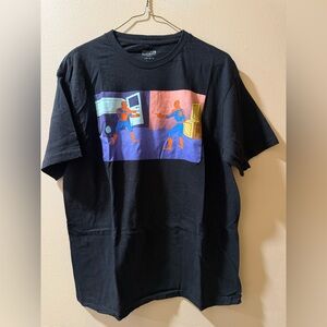 Marvel Pointing Spiderman Black and Blue Graphic Short Sleeve Tee